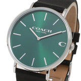 Coach Charles Green Dial Black Leather Strap Watch for Men - 14602436