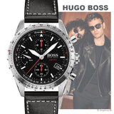 Buy Shop Hugo Boss Aero Chronograph Black Dial Black Leather Strap Watch for Men - 1513770 USA Online
