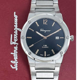 Salvatore Ferragamo F-80 Classic Black Dial Silver Steel Strap Watch for Men - SFDT02423