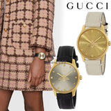 Buy Shop Gucci G Timeless Quartz Gold Dial Beige Leather Strap Watch For Women - YA1264180 USA Online