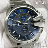 Buy Shop Diesel Mega Chief Chronograph Blue Dial Silver Steel Strap Watch For Men - DZ4417 USA Online