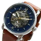 Buy Shop Fossil Commuter Automatic Skeleton Blue Dial Brown Leather Strap Watch for Men - ME3159 USA Online
