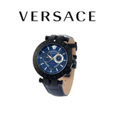 Buy Shop Versace V Race Chronograph Quartz Blue Dial Blue Leather Strap Watch For Men - VEBV00419 USA Online