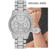 Michael Kors Ritz Chronograph Crystals Silver Dial Silver Steel Strap Watch for Women - MK6746