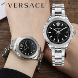 Buy Shop Versace Hellenyium Black Dial Silver Steel Strap Watch for Women - V12020015 USA Online