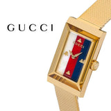 Buy Shop Gucci G-Frame Mother of Pearl Dial Yellow Gold Mesh Bracelet Watch For Women - YA147410 USA Online