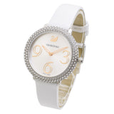 Buy Shop Swarovski Crystal Frost Silver Dial White Leather Strap Watch for Women - 5484070 USA Online