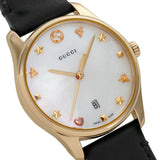Buy Shop Gucci G-Timeless Mother of Pearl Dial Black Leather Strap Watch For Women - YA126589 USA Online