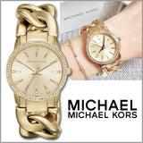 Buy Shop Michael Kors Nini Three Hand Gold Dial Gold Steel Strap Watch For Women - MK3235 USA Online