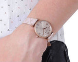 Buy Shop Emporio Armani Gianni T Bar Analog Silver Dial Beige Leather Strap Watch For Women - AR11127 USA Online