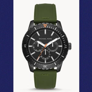 Buy Shop Michael Kors Cunningham Chronograph Black Dial Green Rubber Strap Watch For Men - MK7165 USA Online