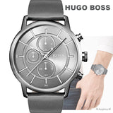 Buy Shop Hugo Boss Architectural Grey Dial Grey Leather Strap Watch for Men - 1513570 USA Online