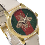 Buy Shop Gucci G Timeless Quartz Red & Green Dial Beige Leather Strap Watch For Women - YA1265009 USA Online