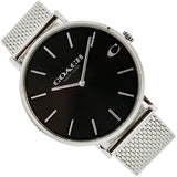 Coach Charles Black Dial Silver Mesh Bracelet Watch for Men - 14602144