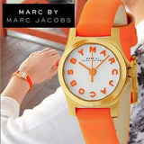 Buy Shop Marc Jacobs Henry Dinky White Dial Orange Leather Strap Watch for Women - MBM1236 USA Online