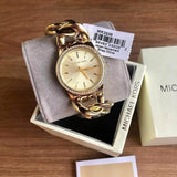 Buy Shop Michael Kors Nini Three Hand Gold Dial Gold Steel Strap Watch For Women - MK3235 USA Online