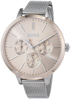 Buy Shop Hugo Boss Symphony Brown Dial Silver Mesh Bracelet Watch for Women - 1502423 USA Online