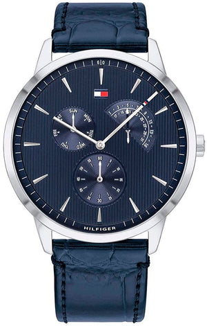 Buy Shop Tommy Hilfiger Brad Chronograph Quartz Blue Dial Blue Leather Strap Watch For Men - 1710387 USA Online