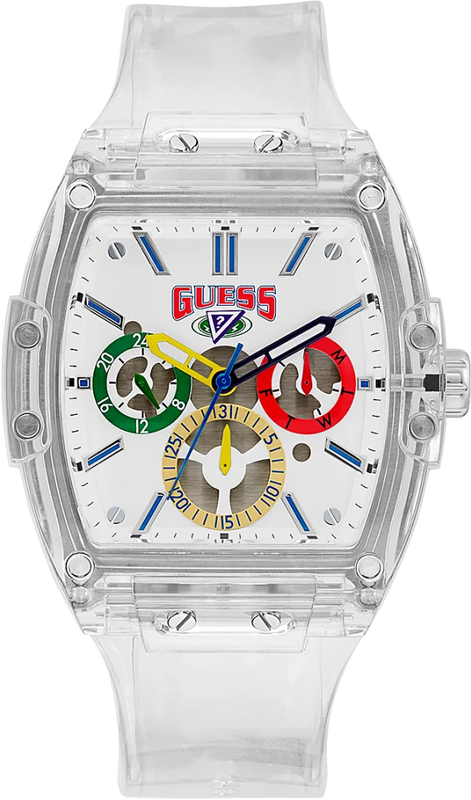 Buy Shop Guess Phoenix J Balvin White Dial Transparent Silicone Strap Watch For Men - V1051M1 USA Online