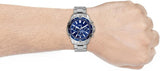 Buy Shop Fossil Garrett Chronograph Blue Dial Silver Steel Strap Watch for Men - FS5623 USA Online
