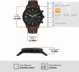 Fossil Townsman Chronograph Black Dial Brown Leather Strap Watch for Men - FS5437