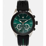 Buy Shop Maserati Traguardo Chronograph Green Dial Black Silicone Strap Watch For Men - R8871612043 USA Online
