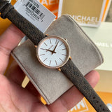 Buy Shop Michael Kors Pyper Quartz Silver Dial Brown Leather Strap Watch for Women - MK1036 USA Online