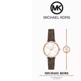 Buy Shop Michael Kors Pyper Quartz Silver Dial Brown Leather Strap Watch for Women - MK1036 USA Online