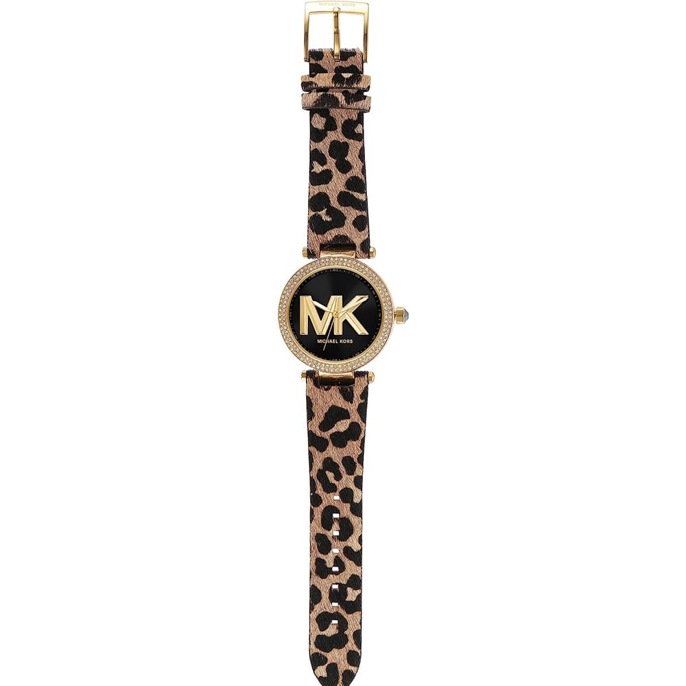 Buy Shop Michael Kors Parker Black Dial Cheetah Print Brown Leather Strap Watch For Women - MK4723 USA Online