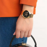 Buy Shop Michael Kors Runway Quartz Black Dial Gold Steel Strap Watch For Women - MK6682 USA Online