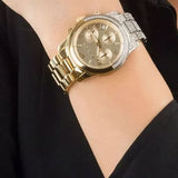 Buy Shop Michael Kors Runway Chronograph Gold Dial Two Tone Steel Strap Watch For Women - MK7329 USA Online
