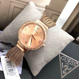 Buy Shop Guess Chiffon Rose Gold Dial Mesh Bracelet Watch For Women - W1083L3 USA Online