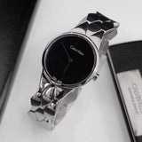 Buy Shop Calvin Klein Snake Black Dial Silver Steel Strap Watch For Women - K6E23141 USA Online