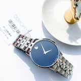 Buy Shop Movado Museum Classic Blue Dial Silver Steel Strap Watch for Men - 0607212 USA Online