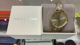 Buy Shop Michael Kors Addyson Quartz Gold Dial Gold Leather Strap Watch for Women - MK2952 USA Online