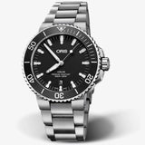 Buy Shop Oris Aquis Date Black Dial Silver Steel Strap Watch for Men - 0173377304134-0782405PEB USA Online