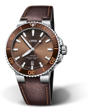 Buy Shop Oris Aquis Date Brown Dial Brown Leather Strap Watch for Men - 0173377304152-0752412EB USA Online