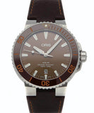 Buy Shop Oris Aquis Date Brown Dial Brown Leather Strap Watch for Men - 0173377304152-0752412EB USA Online