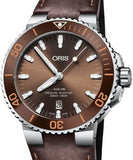Buy Shop Oris Aquis Date Brown Dial Brown Leather Strap Watch for Men - 0173377304152-0752412EB USA Online