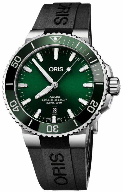 Buy Shop Oris Aquis Date Green Dial Black Rubber Strap Watch for Men - 0173377304157-0742464EB USA Online