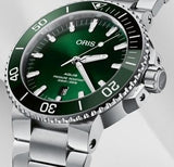 Buy Shop Oris Aquis Date Green Dial Silver Steel Strap Watch for Men - 0173377304157-0782405PEB USA Online