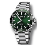 Buy Shop Oris Aquis Date Green Dial Silver Steel Strap Watch for Men - 0173377304157-0782405PEB USA Online