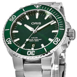Buy Shop Oris Aquis Date Green Dial Silver Steel Strap Watch for Men - 0173377304157-0782405PEB USA Online
