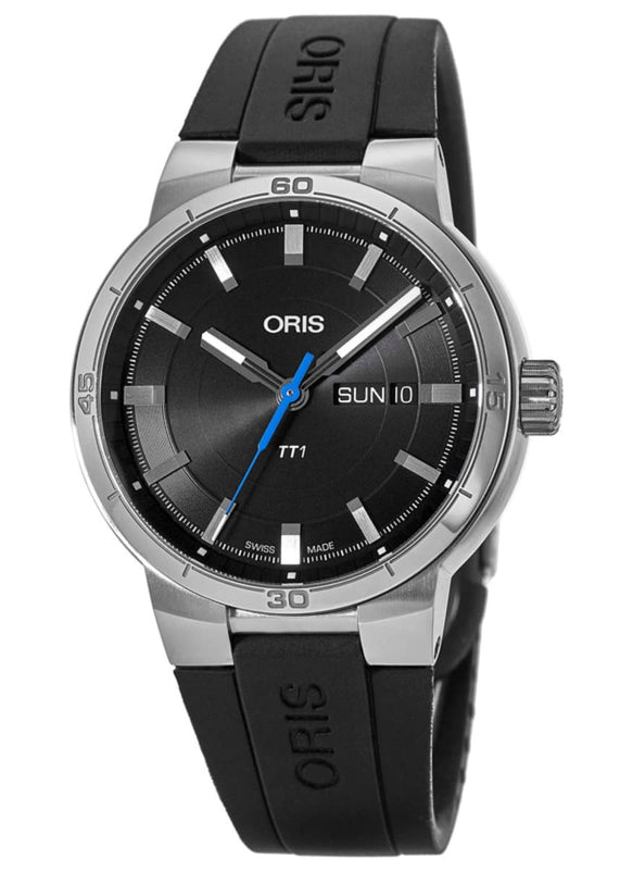 Buy Shop Oris TT1 Day Date Black Dial Black Rubber Strap Watch for Men - 0173577524154-0742406FC USA Online