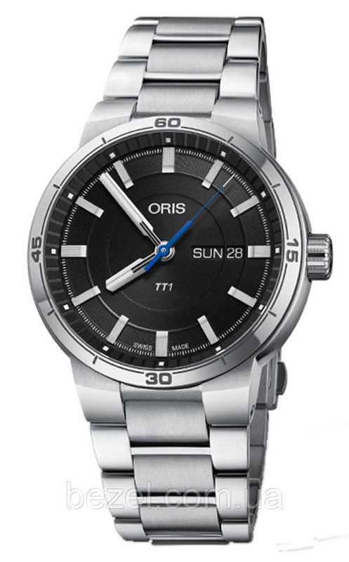 Buy Shop Oris TT1 Day Date Black Dial Silver Steel Strap Watch for Men - 0173577524154-0782408 USA Online
