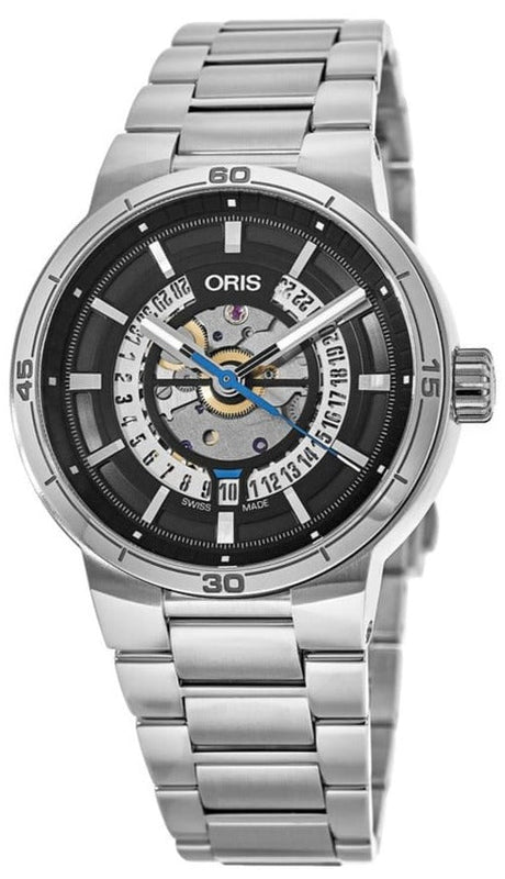 Buy Shop Oris TT1 Engine Date Skeleton Black Dial Silver Steel Strap Watch for Men - 0173377524124-0782408 USA Online