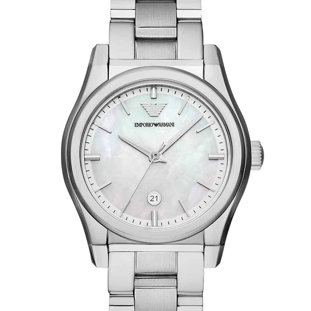 Buy Shop Emporio Armani Federica Mother of Pearl Dial Silver Steel Strap Watch For Women - AR11557 USA Online