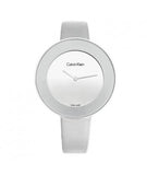 Calvin Klein Chic Silver Dial White Leather Strap Watch for Women - K7N23UP8