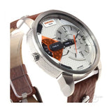Buy Shop Diesel Mini Daddy Silver Dial Brown Leather Strap Watch For Men - DZ7309 USA Online