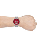 Buy Shop Michael Kors Layton Chronograph Red Dial Silver Steel Strap Watch For Men - MK8822 USA Online